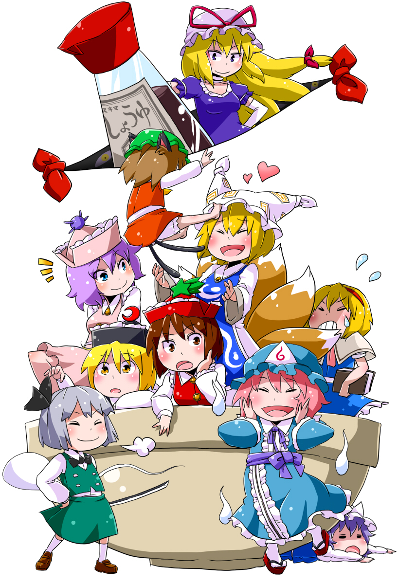 konpaku youmu, alice margatroid, yakumo yukari, saigyouji yuyuko, yakumo ran, and 5 more (touhou and 1 more) drawn by aono3