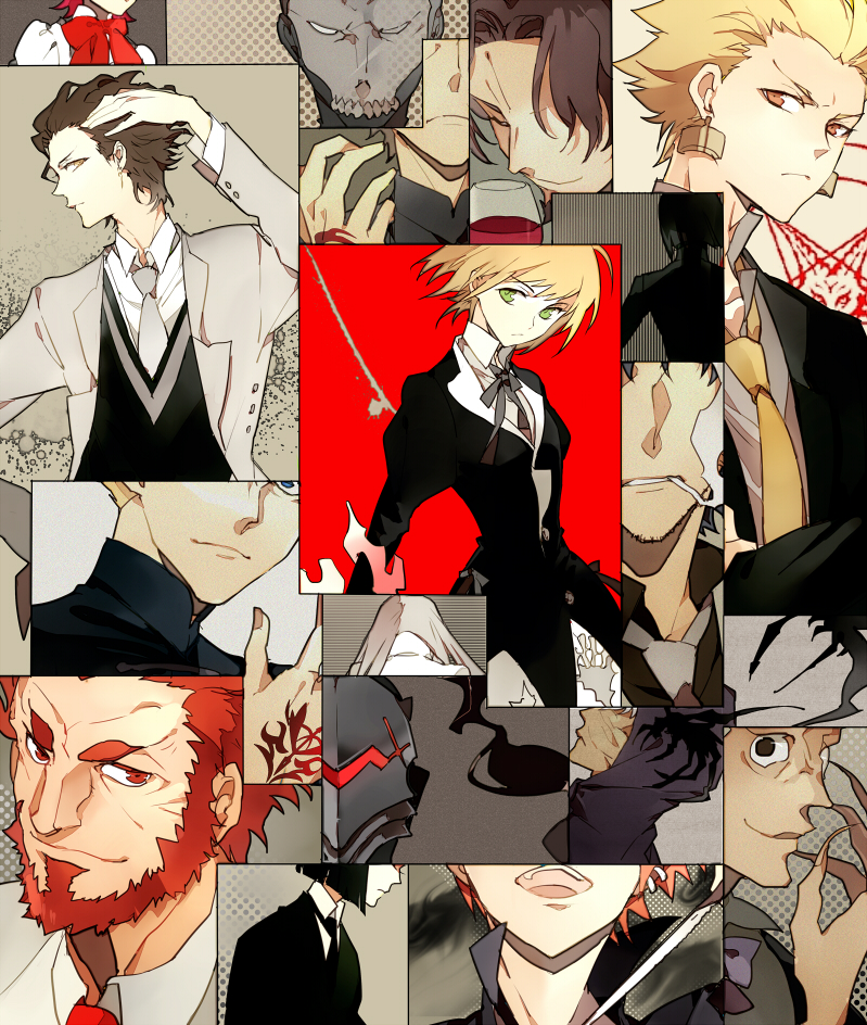 artoria pendragon, saber, gilgamesh, kotomine kirei, iskandar, and 13 more (fate and 1 more) drawn by suou_(sdurorhr)
