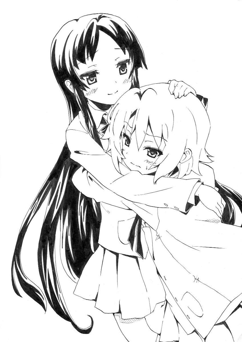 akiyama mio and tainaka ritsu (k-on!) drawn by nome_(nnoommee)