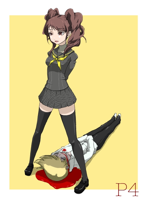 kujikawa rise and kuma (persona and 1 more) drawn by kuma_kichi
