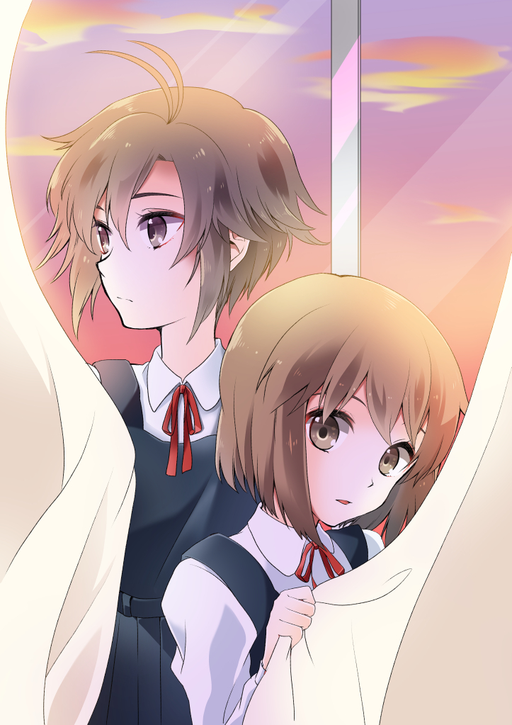 kikuchi makoto and hagiwara yukiho (idolmaster) drawn by name_row