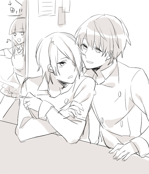 yamada aoi, satou jun, and souma hiroomi (working!!) drawn by tooru_(jux)