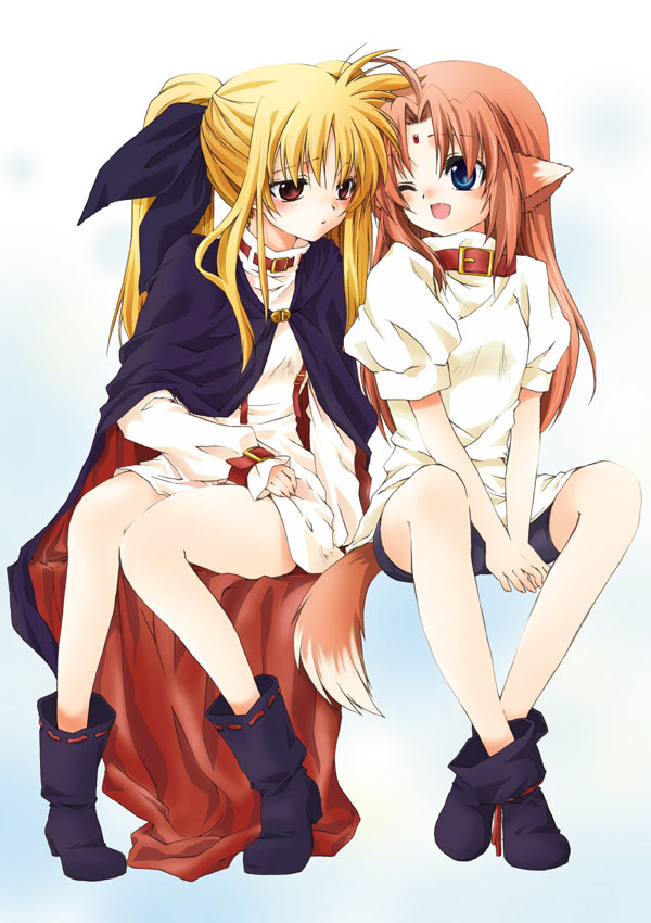 fate testarossa and arf (lyrical nanoha and 1 more) drawn by kuroi_mimei