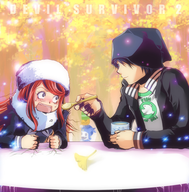 jack frost, pyro jack, ban airi, and torii jungo (devil survivor and 1 more) drawn by wakanu