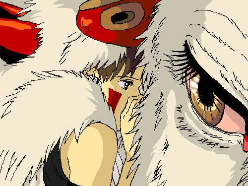 san and moro (mononoke hime) drawn by mutaco0804
