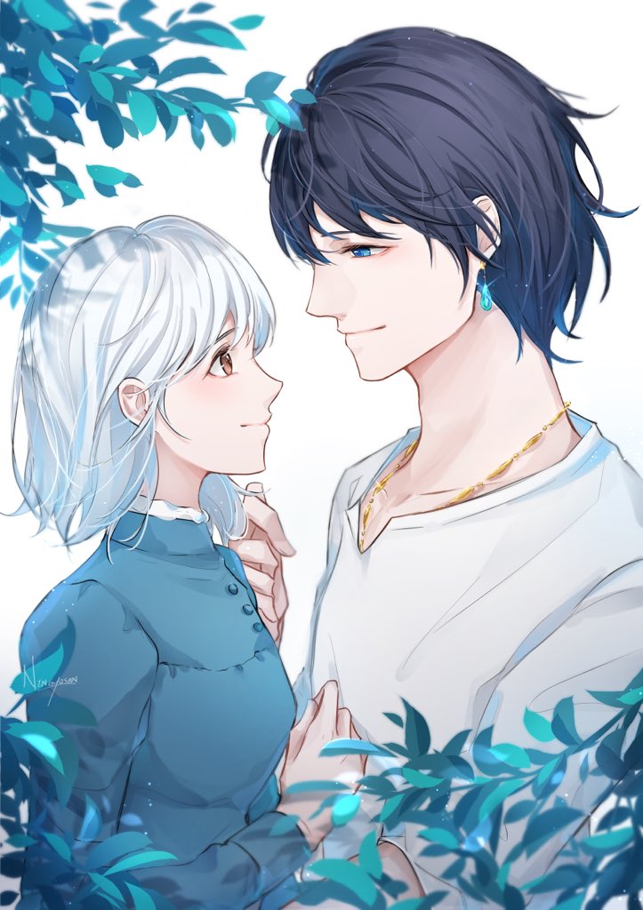 howl pendragon and sophie hatter (howl no ugoku shiro) drawn by ningyo