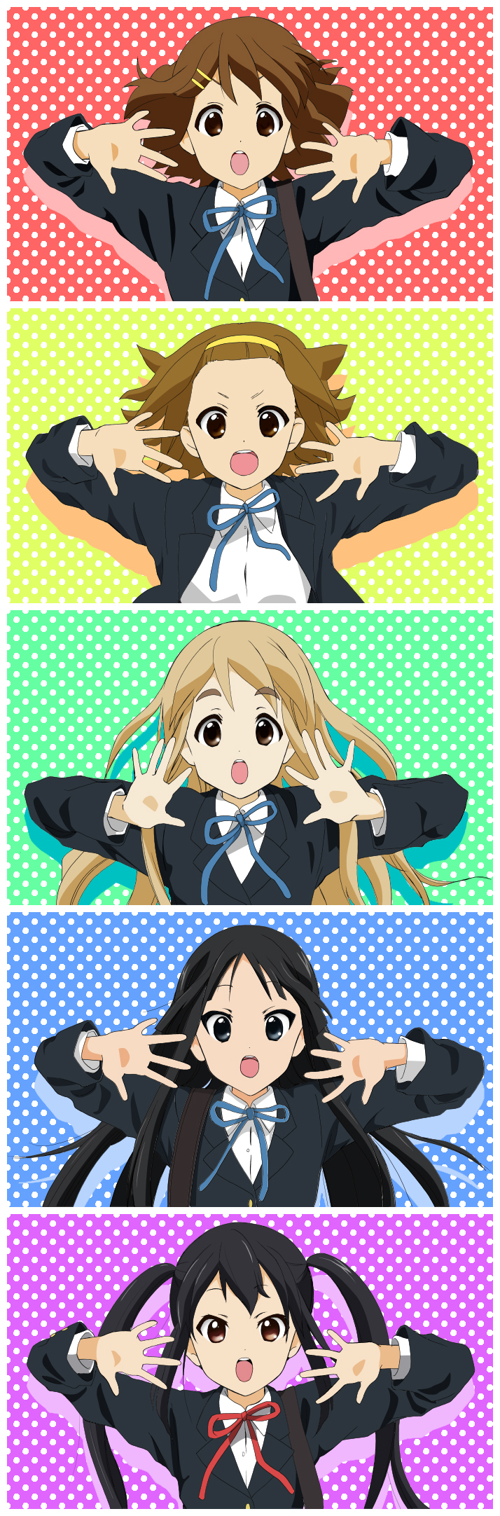 akiyama mio, nakano azusa, hirasawa yui, tainaka ritsu, and kotobuki tsumugi (k-on!) drawn by moutiko