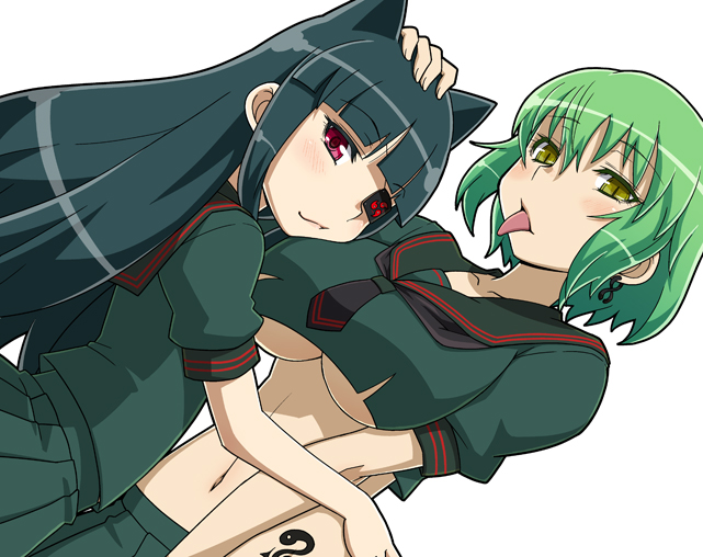 hikage and mirai (senran kagura and 1 more) drawn by haganemaru_kennosuke