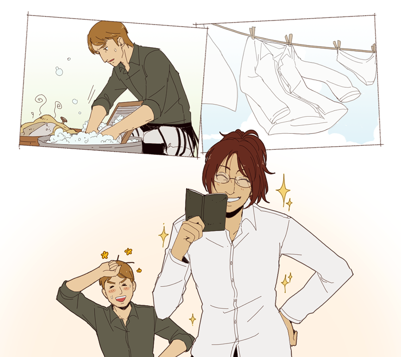 hange zoe and moblit berner (shingeki no kyojin) drawn by hanpetos