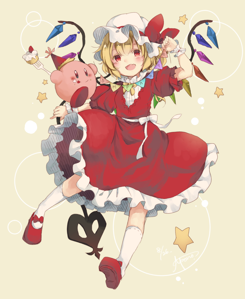 flandre scarlet and kirby (touhou and 1 more) drawn by gensou_aporo