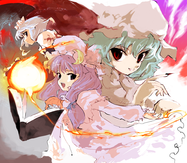 remilia scarlet, izayoi sakuya, and patchouli knowledge (touhou) drawn by shunsei_(muratou)