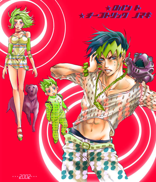 kishibe rohan, hirose koichi, sugimoto reimi, arnold, and cheap trick (jojo no kimyou na bouken and 1 more) drawn by chitose_(love_strip)