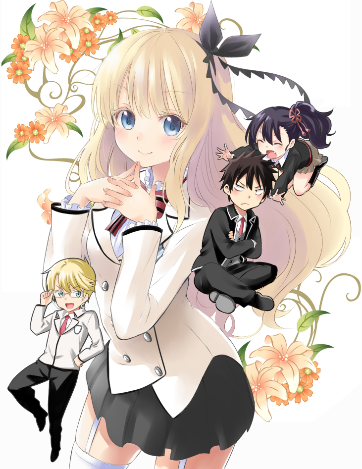 juliet persia, komai hasuki, inuzuka romio, and scott fold (kishuku gakkou no juliet) drawn by natsupa