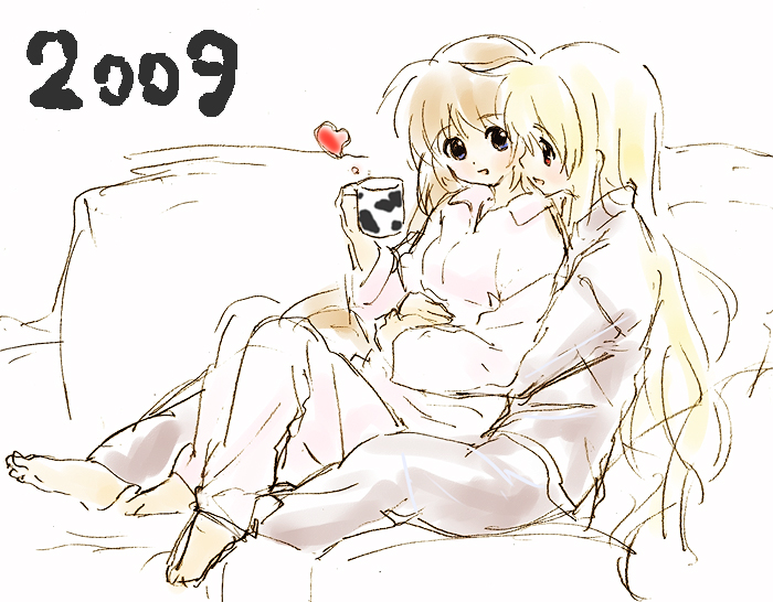 fate testarossa and takamachi nanoha (lyrical nanoha and 1 more) drawn by tokoharu