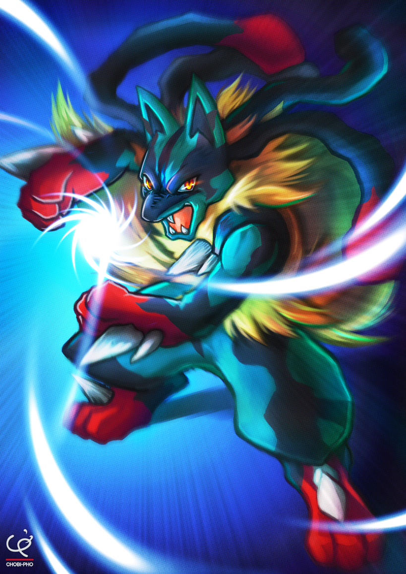 lucario, mega lucario, and shin getter-1 (pokemon and 1 more) drawn by toni_hoang_nguyen