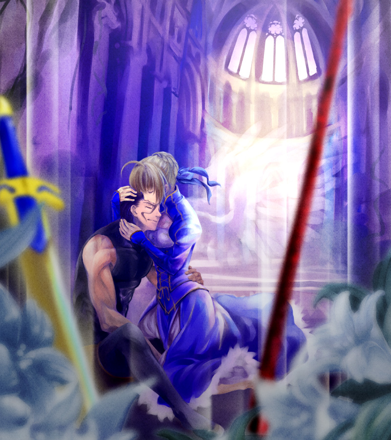 artoria pendragon, saber, and diarmuid ua duibhne (fate and 1 more) drawn by nana_(t-a-f)