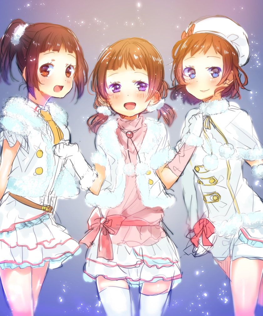 mika, fumiko, and hideko (love live! and 1 more) drawn by mofun