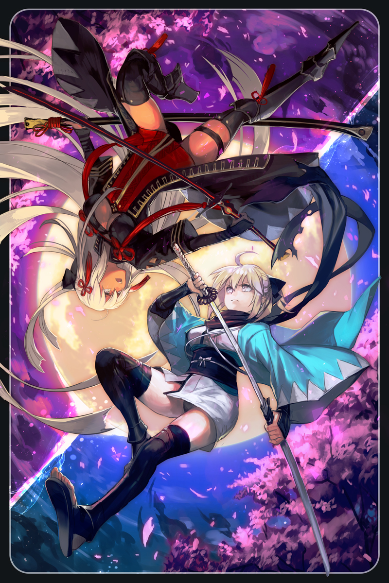 okita souji and okita souji alter (fate and 1 more) drawn by hungry_clicker