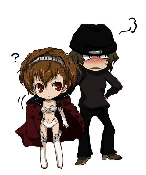 shiomi kotone and aragaki shinjirou (persona and 2 more) drawn by kirita_(noraring)