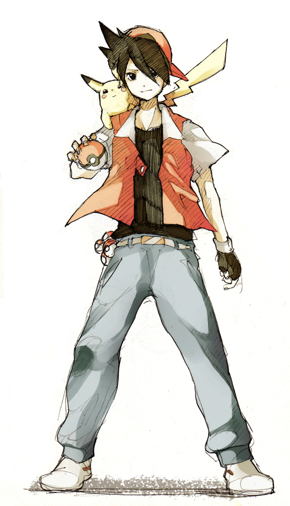 pikachu, red, and pika (pokemon and 1 more) drawn by champi