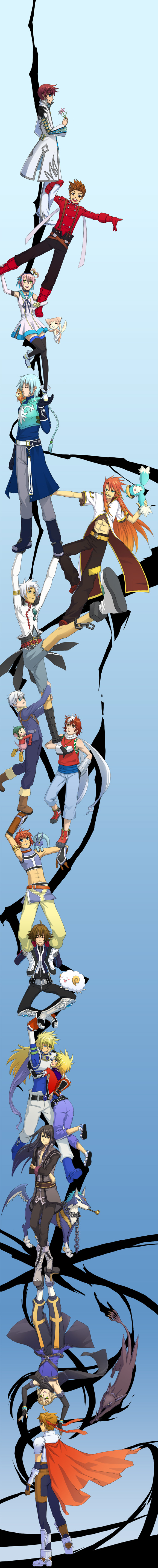 yuri lowell, luke fon fabre, asbel lhant, lloyd irving, repede, and 13 more (tales of and 17 more) drawn by mako_(caramel08)