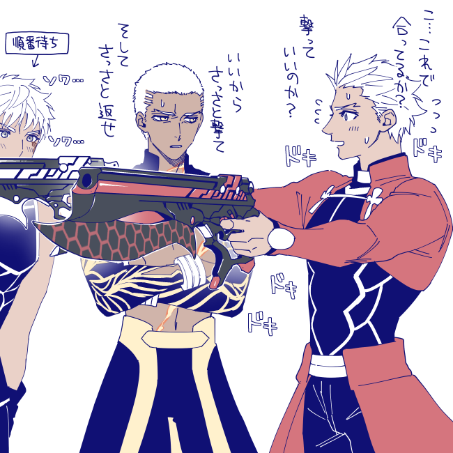 archer, emiya alter, and archer alter (fate and 2 more) drawn by zakuro_(zkr_108)