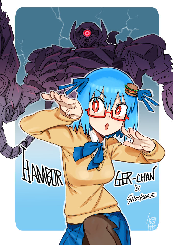 shockwave and hamburger-chan (transformers and 1 more) drawn by kusada