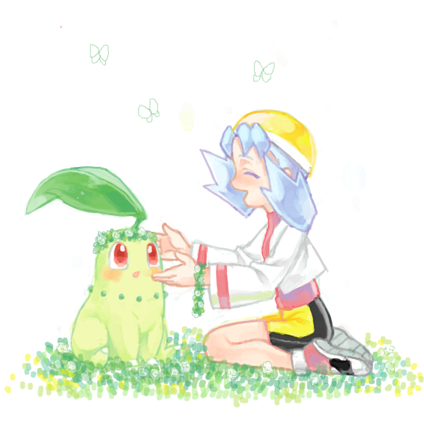 kris and chikorita (pokemon and 1 more) drawn by mimizubare