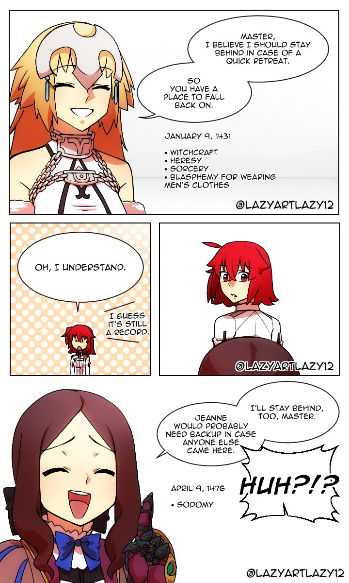 fujimaru ritsuka, jeanne d'arc, and leonardo da vinci (fate and 1 more) drawn by lazyartlazy12 and tyrnickleback