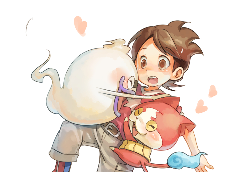 jibanyan, whisper, and amano keita (youkai watch) drawn by natsuki_nori