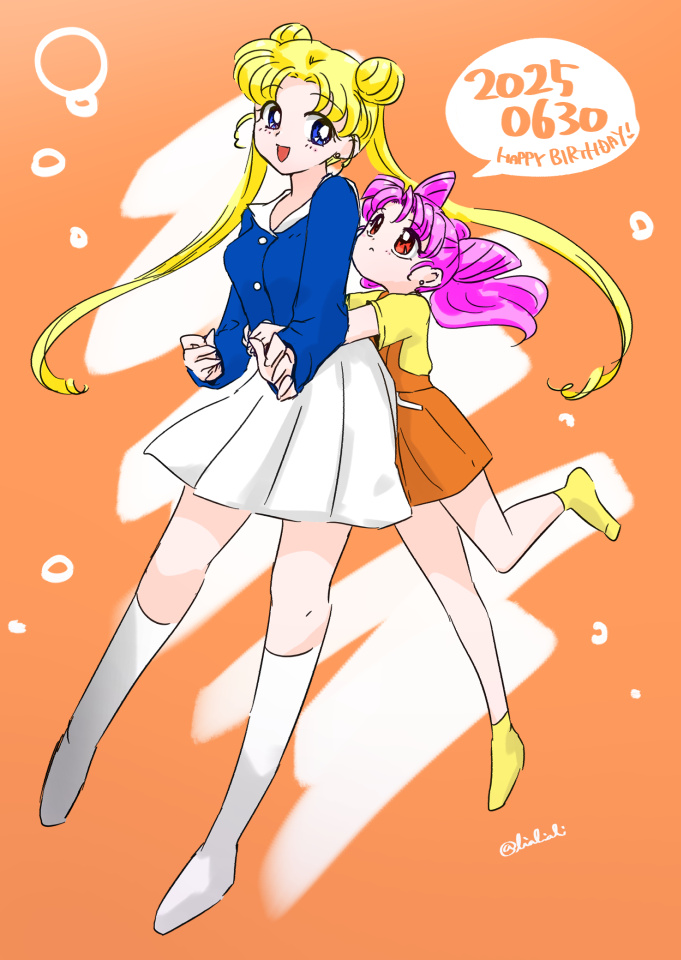tsukino usagi and chibi usa (bishoujo senshi sailor moon) drawn by lialiali