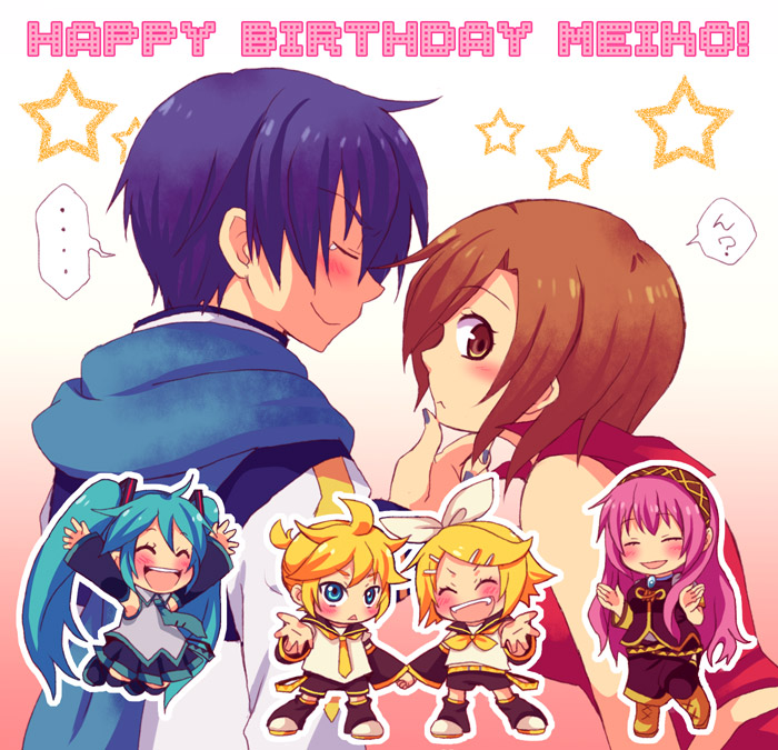 hatsune miku, kagamine rin, kagamine len, megurine luka, kaito, and 1 more (vocaloid) drawn by tsuyuka_(sunny_spot)