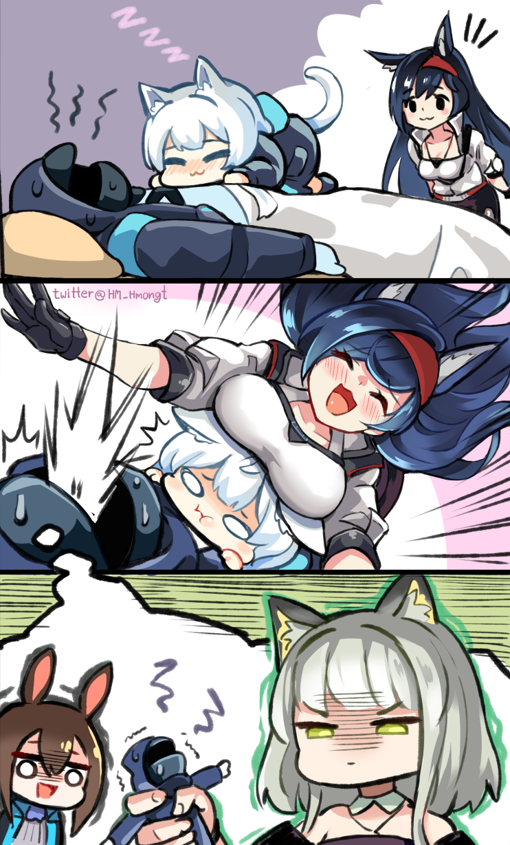 doctor, amiya, kal'tsit, rosmontis, and blaze (arknights) drawn by hm_(hmongt)