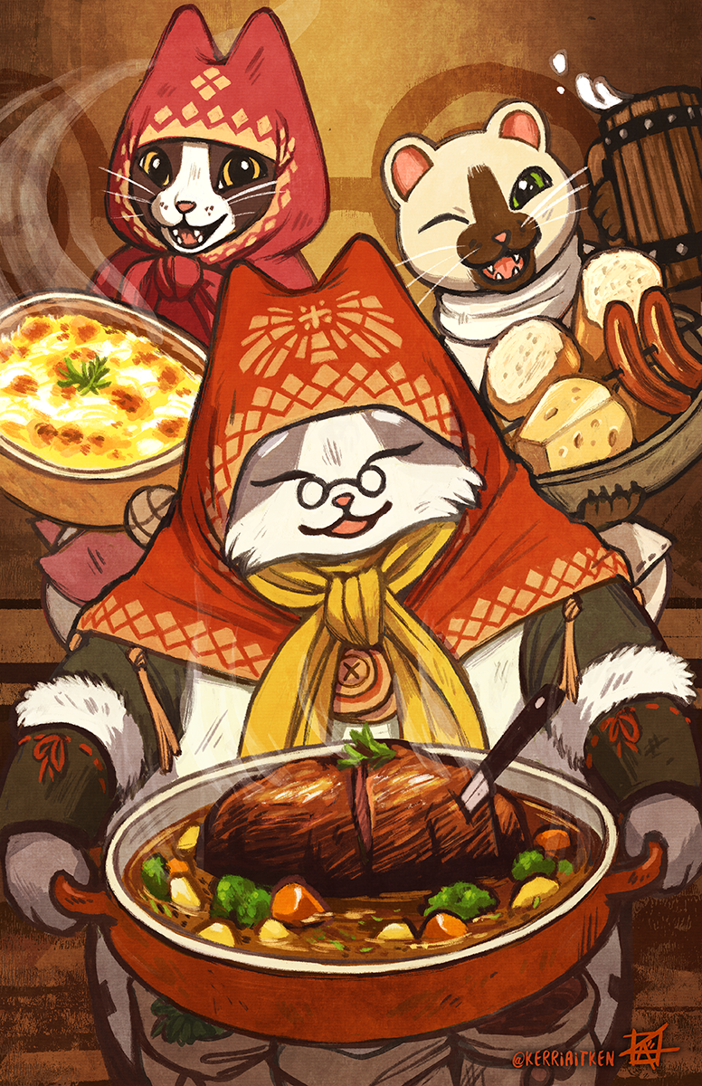 grammeowster chef (monster hunter and 1 more) drawn by kerri_aitken