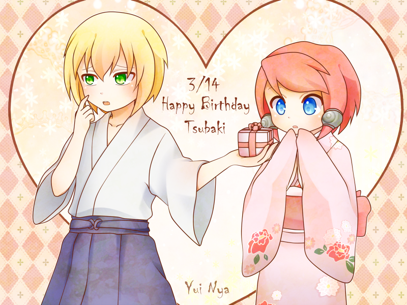 jin kisaragi and tsubaki yayoi (blazblue) drawn by yuinya_(chicken5536)