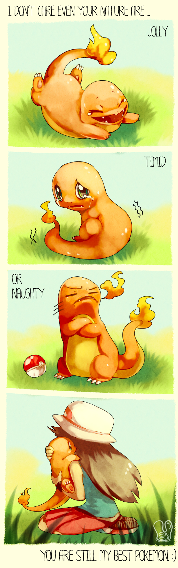 leaf and charmander (pokemon and 1 more) drawn by sa-dui