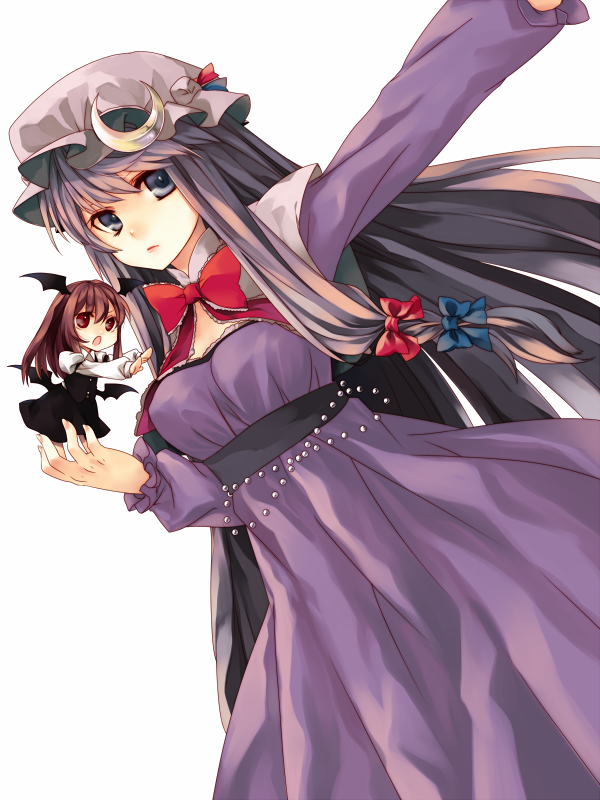 patchouli knowledge and koakuma (touhou) drawn by shiren_(monochrome_structure) and yutazou