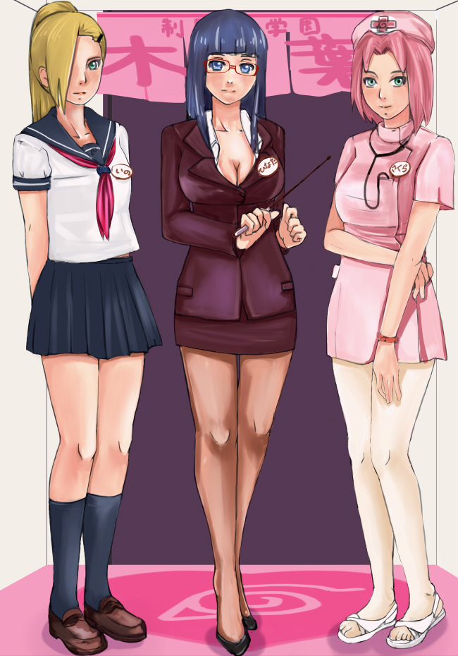 haruno sakura, hyuuga hinata, and yamanaka ino (naruto) drawn by ichihisa
