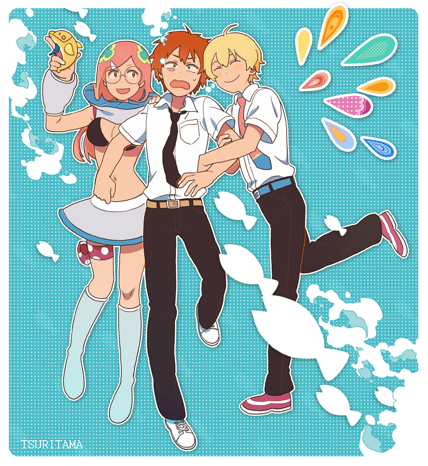 haru, sanada yuki, and coco (tsuritama) drawn by luo_zi