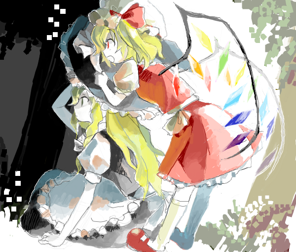 kirisame marisa and flandre scarlet (touhou) drawn by 79inko