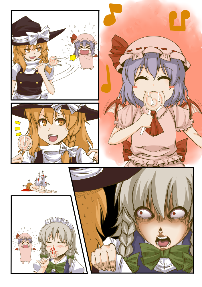 kirisame marisa, remilia scarlet, and izayoi sakuya (touhou) drawn by zetsumame