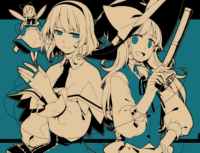 kirisame marisa, alice margatroid, and shanghai doll (touhou) drawn by sakuraba_yuuki