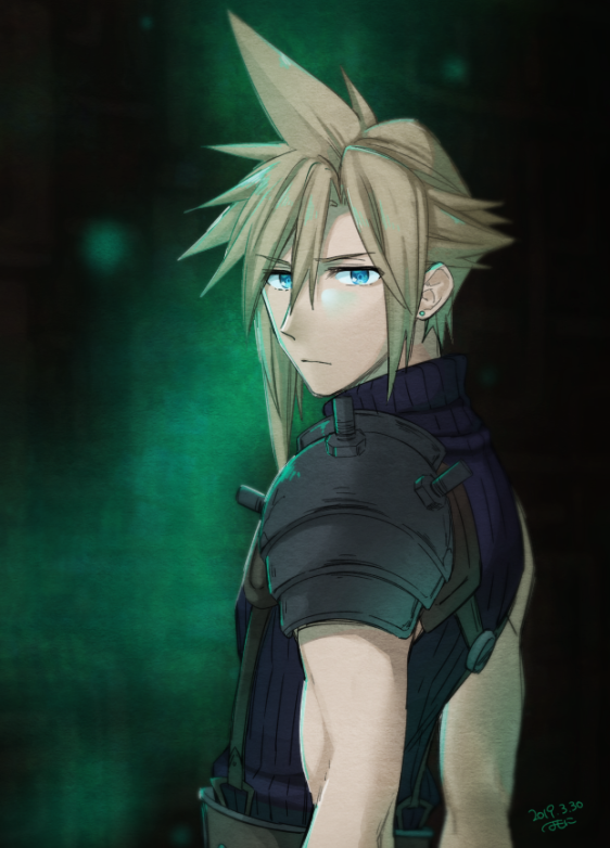 cloud strife (final fantasy and 2 more) drawn by krudears