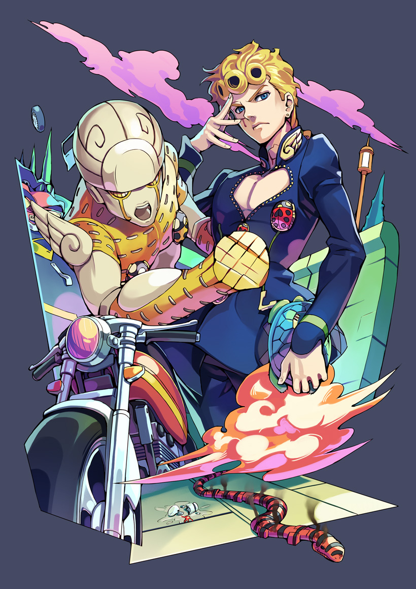 giorno giovanna, gold experience, and coco jumbo (jojo no kimyou na bouken and 1 more) drawn by ryuutetsu