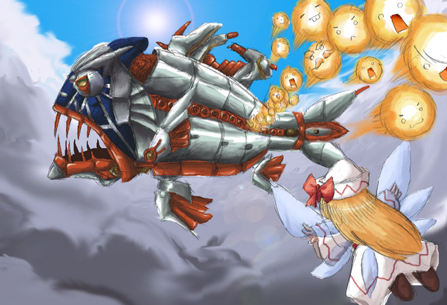 lily white, kedama, julius pringles, and storm causer (touhou and 3 more) drawn by vu_(oyavun)