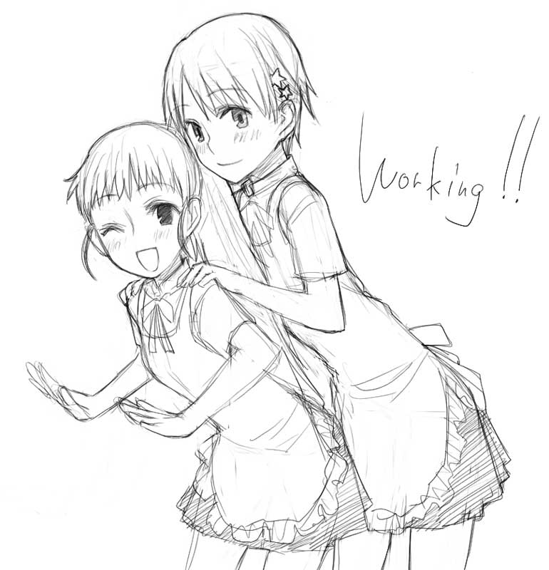 taneshima popura and inami mahiru (working!!) drawn by yu_65026