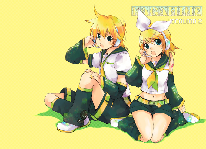 kagamine rin and kagamine len (vocaloid) drawn by misaki_kozue