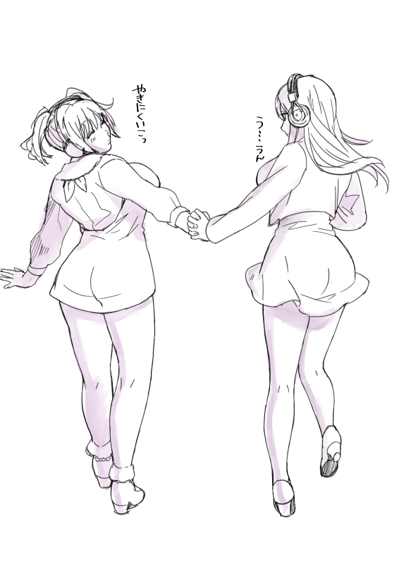super sonico and super pochaco (nitroplus) drawn by syachihoko_chan