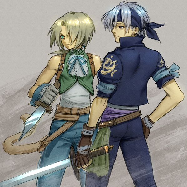 zidane tribal and locke cole (final fantasy and 4 more) drawn by uboar