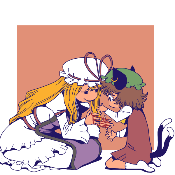 yakumo yukari and chen (touhou) drawn by onikobe_rin